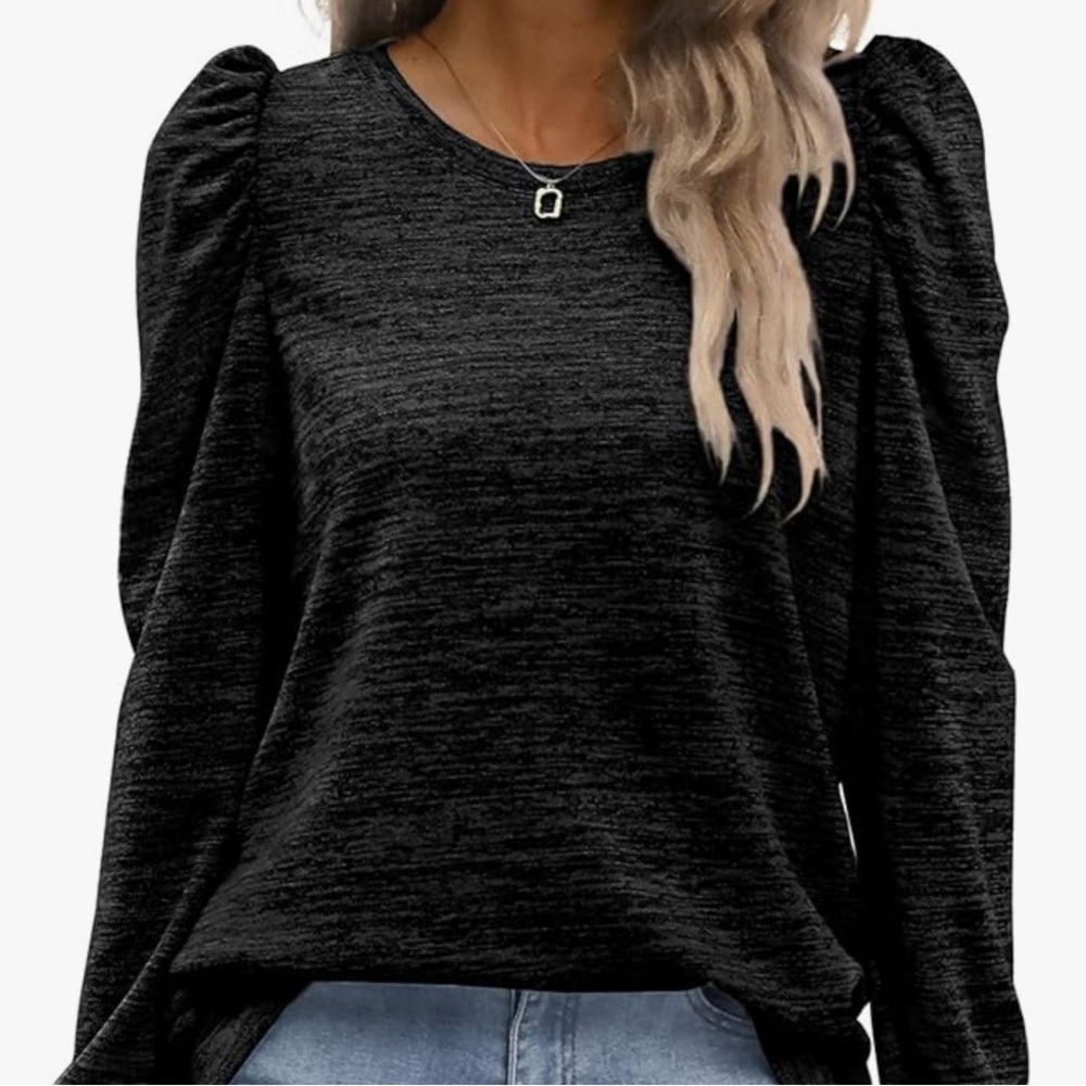 Women's Charcoal Puff Sleeve Top